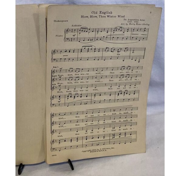 Blow Blow Thou Winter Wind Sheet Music Schirmer 1907 Three Part Choruses Women - Picture 3 of 5